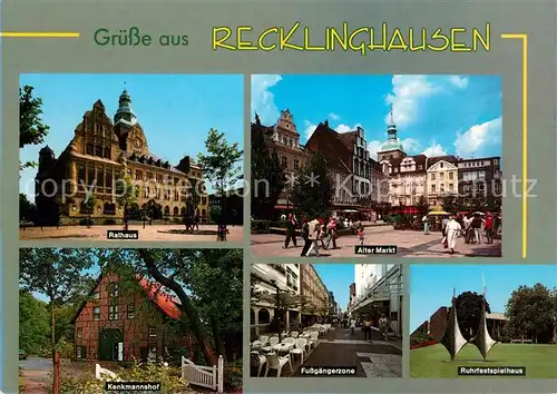 AK / Ansichtskarte Recklinghausen_Westfalen Rathaus Alter Markt Kenkmannshof Fussgaengerzone  Recklinghausen_Westfalen
