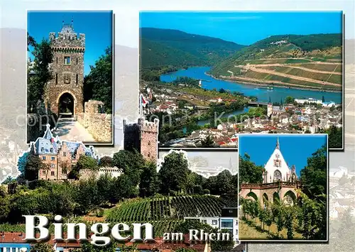 AK / Ansichtskarte Bingen_Rhein Burg Klopp Torbogen Rochuskapelle Panorama Nahemuendung Bingen Rhein