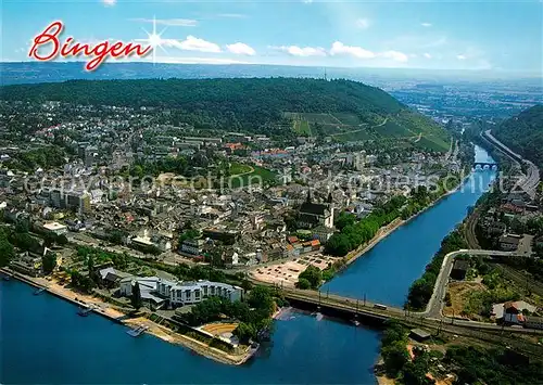 AK / Ansichtskarte Bingen_Rhein Nahemuendung Fliegeraufnahme Bingen Rhein