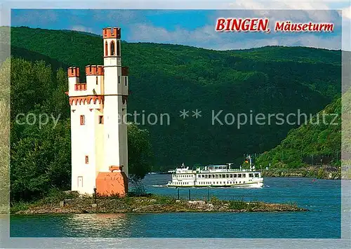 AK / Ansichtskarte Bingen_Rhein Maeuseturm Rheindampfer Bingen Rhein