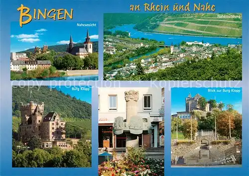 AK / Ansichtskarte Bingen_Rhein Panorama Nahemuendung Burg Klopp Weinbrunnen Bingen Rhein