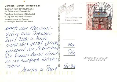 AK / Ansichtskarte Muenchen Blick vom Turm der Frauenkirche Rathaus Peterskirche Muenchen