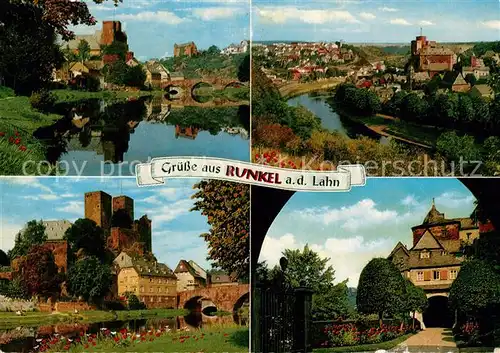 AK / Ansichtskarte Runkel_Lahn Partie an der Lahn mit Blick zur Burg Runkel_Lahn