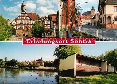 AK / Ansichtskarte Sontra Teilansichten Erholungsort Fachwerkhaeuser Bungalow Partie an der Sontra Sontra