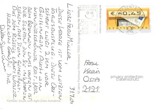 AK / Ansichtskarte Kuchen_Fils Dorfstrasse Park Plastik Brunnen Halle Kuchen Fils