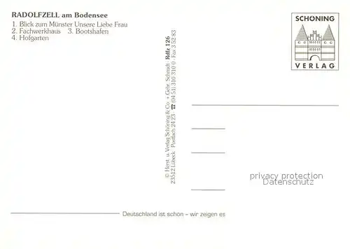 AK / Ansichtskarte Radolfzell_Bodensee Muenster Unsere Liebe Frau Fachwerkhaus Bootshafen Hofgarten Radolfzell Bodensee