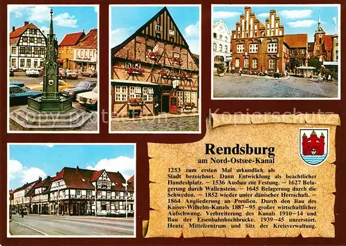 AK / Ansichtskarte Rendsburg Markt Brunnen Fachwerkhaus Rathaus Strasse Rendsburg