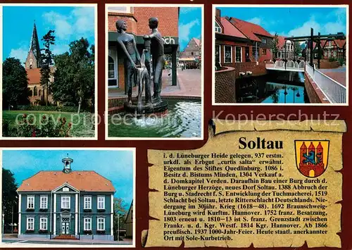 AK / Ansichtskarte Soltau Kirche Brunnen Kanal Rathaus Soltau
