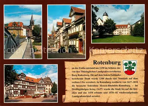 AK / Ansichtskarte Rotenburg_Fulda Kirche Brotgasse Landgraefliches Schloss Marktplatz Rotenburg Fulda