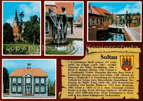 AK / Ansichtskarte Soltau Kirche Brunnen Plastik Rathaus Soltau