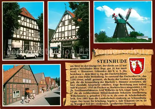 AK / Ansichtskarte Steinhude_Meer Fachwerkhaus Gasthaus Windmuehle Strassenpartie Steinhude Meer