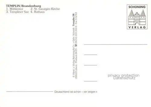 AK / Ansichtskarte Templin Muehlentor St Georgen Kirche Templiner See Rathaus Templin