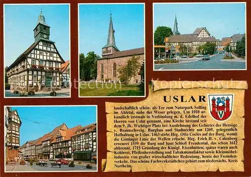 AK / Ansichtskarte Uslar_Solling Rathaus St Johannis Kirche Stift und St Johannis Lange Strasse Uslar_Solling