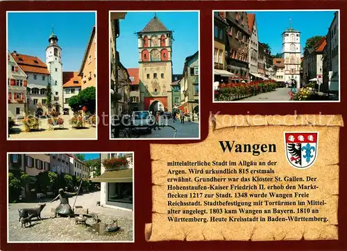 AK / Ansichtskarte Wangen_Allgaeu Pfaffenturm Martinstor Antoniusbrunnen Frauentor Wangen Allgaeu