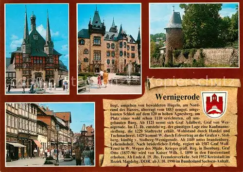 AK / Ansichtskarte Wernigerode_Harz Rathaus Schloss Wallgraben Fussgaengerzone Wernigerode Harz