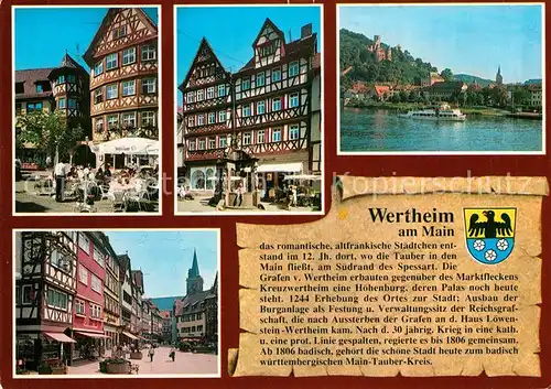 AK / Ansichtskarte Wertheim_Main Hahnsches Haus am Marktplatz Engelsbrunnen Burgblick Marktplatz Wertheim Main