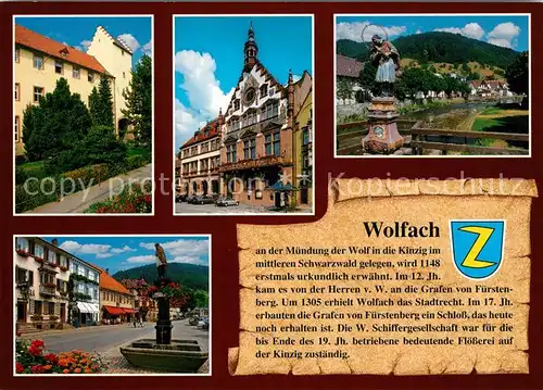 AK / Ansichtskarte Wolfach Schloss Rathaus St Nepomuk Hauptstr mit Stadtbrunnen Wolfach