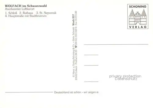 AK / Ansichtskarte Wolfach Schloss Rathaus St Nepomuk Hauptstr mit Stadtbrunnen Wolfach