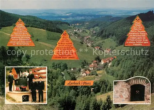 AK / Ansichtskarte Lerbach_Harz Ehem Bergbausiedlung und Eisenhuettendorf Panorama Stolleneingang Lore Lerbach Harz