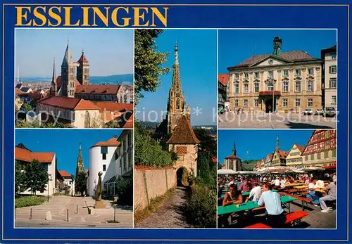 AK / Ansichtskarte Esslingen_Neckar Stadtkirche Tor Rathaus Schloss Marktplatz Esslingen Neckar