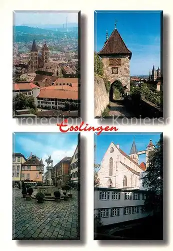 AK / Ansichtskarte Esslingen_Neckar Kirche Stadttor Marktplatz Esslingen Neckar