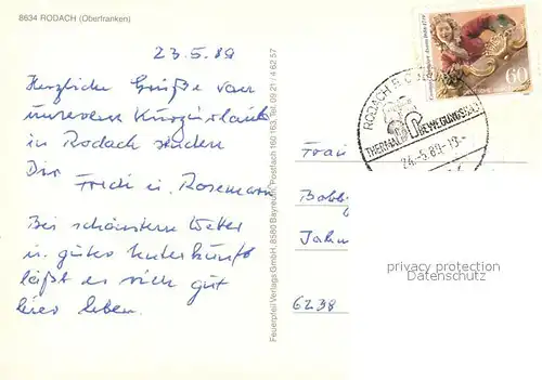 AK / Ansichtskarte Rodach_Coburg Fachwerkhaeuser Schwimmbad Brunnen Stadtmauer Turm Rodach Coburg