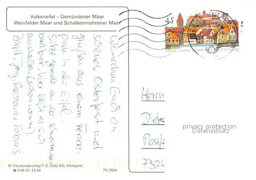 AK / Ansichtskarte Eifel_Region Fliegeraufnahme Gemuendener Weinfelder Schalkenmehrener Maare Eifel Region