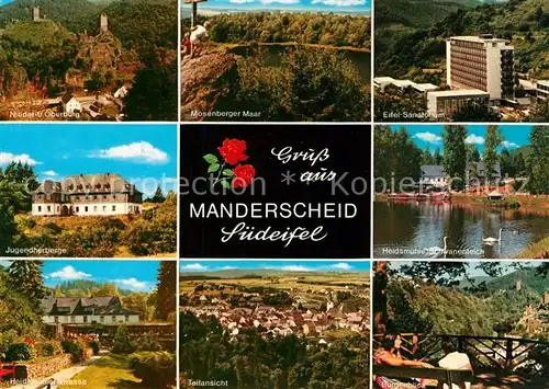 AK / Ansichtskarte Manderscheid_Eifel Mosenberger Maar Eifel Sanatorium Jugendherberge Heidsmuehle Manderscheid Eifel