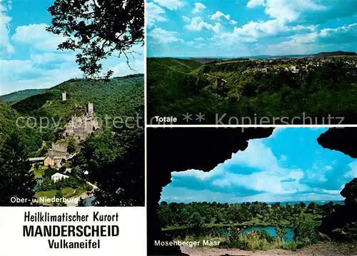 AK / Ansichtskarte Manderscheid_Eifel Mosenberger Maar Ober Niederburg Panorama Manderscheid Eifel