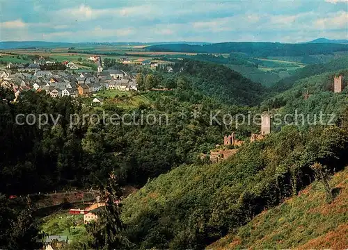 AK / Ansichtskarte Manderscheid_Eifel Fliegeraufnahme Ober Unterburg Manderscheid Eifel