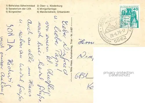 AK / Ansichtskarte Manderscheid_Eifel Ober Unterburg Eifelsanatorium Schwimmbad Burgweiher Minigolf Manderscheid Eifel