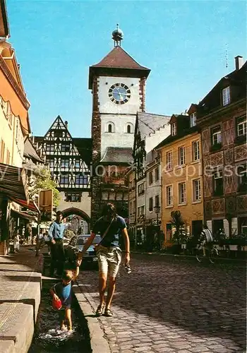 AK / Ansichtskarte Freiburg_Breisgau Schwabentor mit Stadtbaechle Freiburg Breisgau