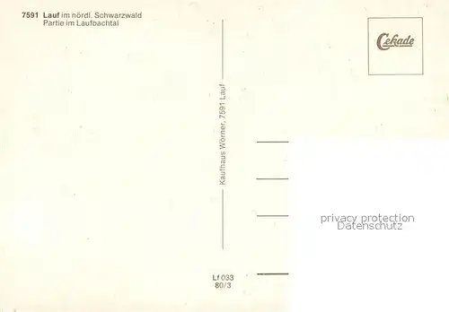 AK / Ansichtskarte Lauf_Baden Partie im Laufbachtal Lauf_Baden