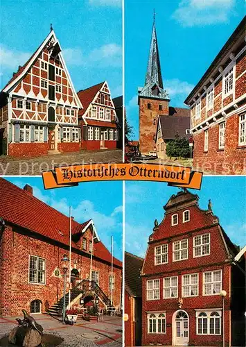 AK / Ansichtskarte Otterndorf_Niederelbe Dorfpartien Kirche Rathaus Otterndorf Niederelbe