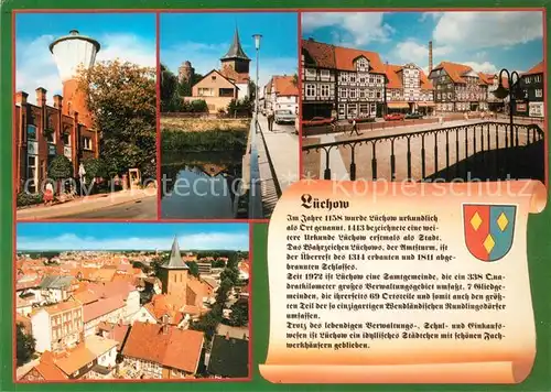 AK / Ansichtskarte Luechow_Lauenburg Amtsturm Bruecke Marktplatz Stadtansicht Luechow_Lauenburg