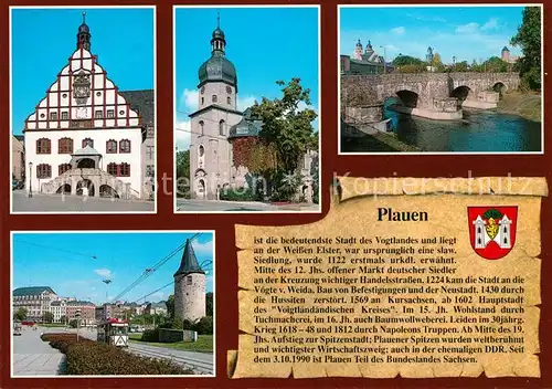 AK / Ansichtskarte Plauen_Vogtland Altes Rathaus Lutherkirche Elsterpartie Postplatz mit Nonnenturm Plauen_Vogtland