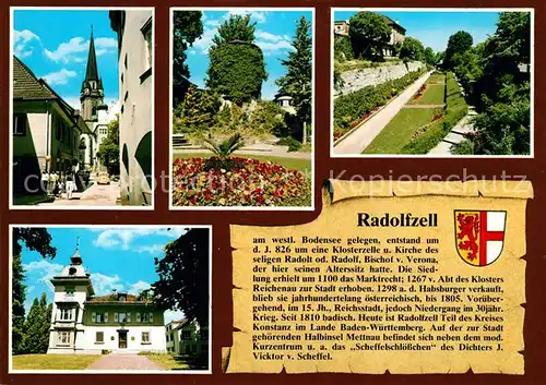 AK / Ansichtskarte Radolfzell_Bodensee Liebfrauenmuenster Hexenturm Stadtgarten Scheffel Schloessle Halbinsel Mettnau Radolfzell Bodensee