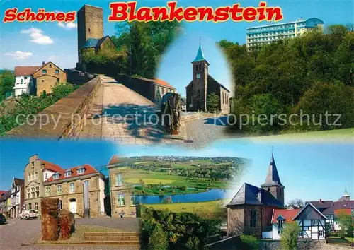 AK / Ansichtskarte Blankenstein_Ruhr Burg Turm Stadtmauer Kirche Platz Landschaftspanorama Blankenstein_Ruhr