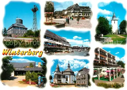 AK / Ansichtskarte Winterberg_Hochsauerland Berggaststaette Kahler Asten Kurmittelhaus Hotel Kirche Winterberg_Hochsauerland