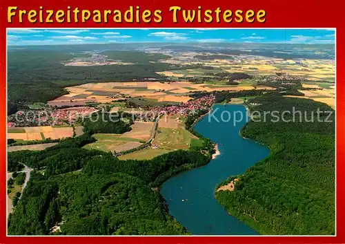 AK / Ansichtskarte Twiste Twistesee Ferienland Waldeck Fliegeraufnahme Twiste