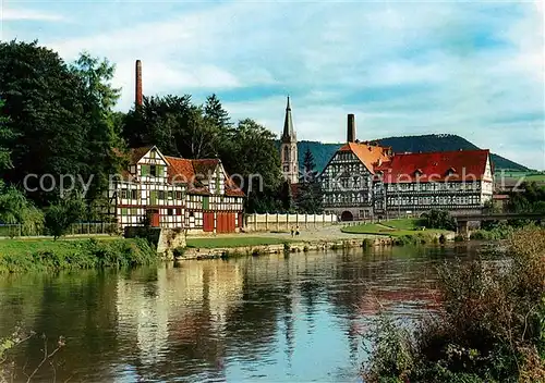 AK / Ansichtskarte Wanfried Uferpartie an der Werra Fachwerkhaeuser Kirche Wanfried