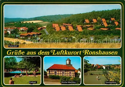 AK / Ansichtskarte Ronshausen Panorama Feriendorf Freibad Kirche Tennisplaetze Ronshausen