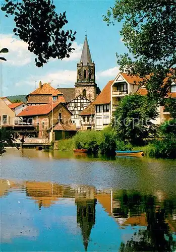 AK / Ansichtskarte Rotenburg_Fulda Blick ueber die Fulda zur Altstadt mit Kirche Luftkurort Rotenburg Fulda
