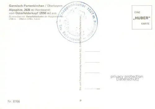 AK / Ansichtskarte Garmisch Partenkirchen Alpspitze vom Osterfelderkopf Bergwandern Huber Karte Nr 8766 Garmisch Partenkirchen