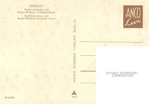 AK / Ansichtskarte Berlin Kurfuerstendamm und Kaiser Wilhelm Gedaechtniskirche Berlin