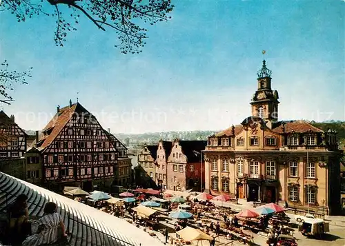 AK / Ansichtskarte Schwaebisch_Hall Marktplatz mit Rathaus Schwaebisch Hall