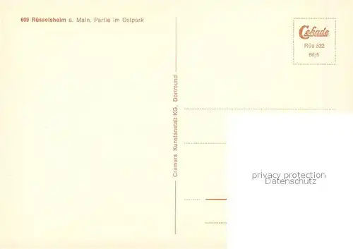 AK / Ansichtskarte Ruesselsheim_Main Partie im Ostpark Schwanenteich Ruesselsheim Main