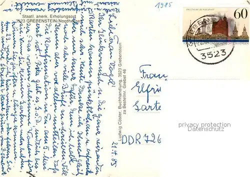 AK / Ansichtskarte Grebenstein Ortsansicht mit Kirche Turm Fachwerkhaeuser Grebenstein