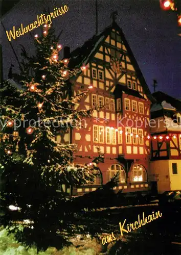 AK / Ansichtskarte Kirchhain_Hessen Marktplatz Altstadt Christbaum Weihnachtskarte Kirchhain Hessen