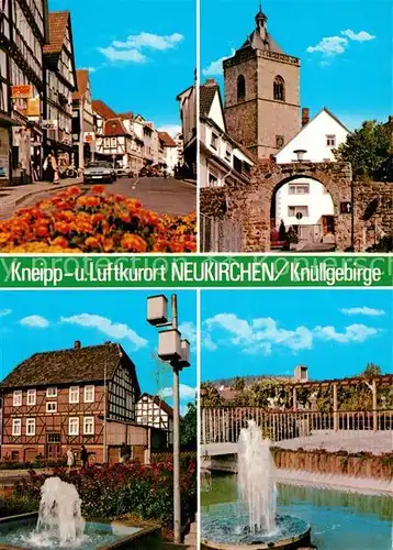 AK / Ansichtskarte Neukirchen_Knuellgebirge Altstadt Kirche Fachwerkhaeuser Fontaene Neukirchen Knuellgebirge
